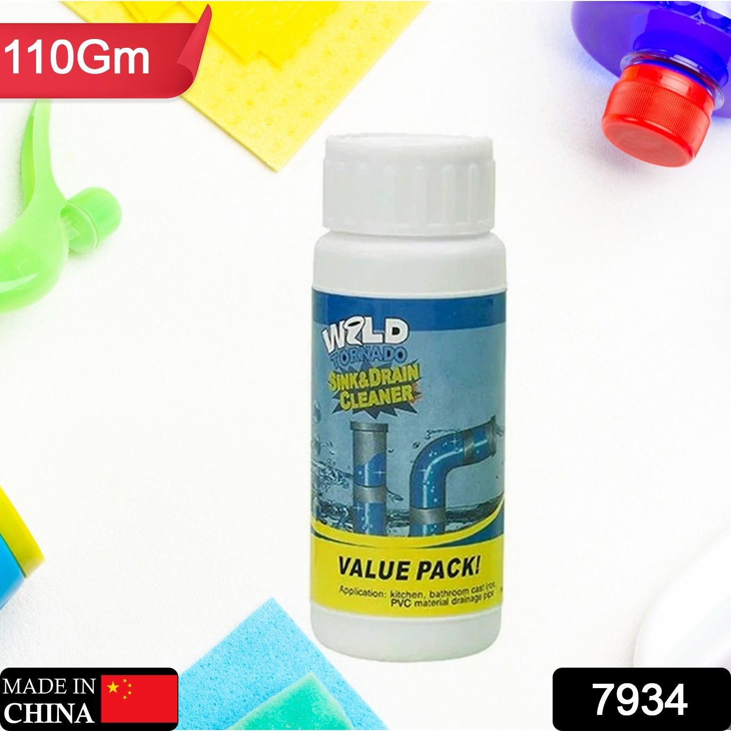 7934 Powerful Sink and Drain Cleaner, Portable Powder Cleaning Tool Super Clog Remover Chemical Powder Agent for Kitchen Toilet Pipe Dredging (110 Gm) 7934 Powerful Sink and Drain Cleaner, Portable Powder Cleaning Tool Super Clog Remover Chemical Powder Agent for Kitchen Toilet Pipe Dredging (110 Gm)